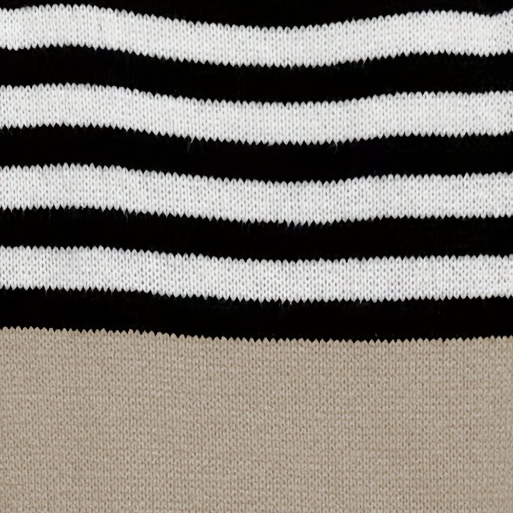 Casual Open Front Long Sleeve Color Block Mid Length Knit Cardigan - Picture 4 of 7